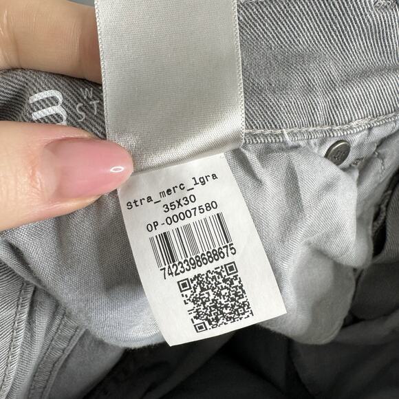 Mott & Bow Mercer Straight Leg Jeans Mens 35x30 Light Gray Stretch Twill Denim - Picture 12 of 12